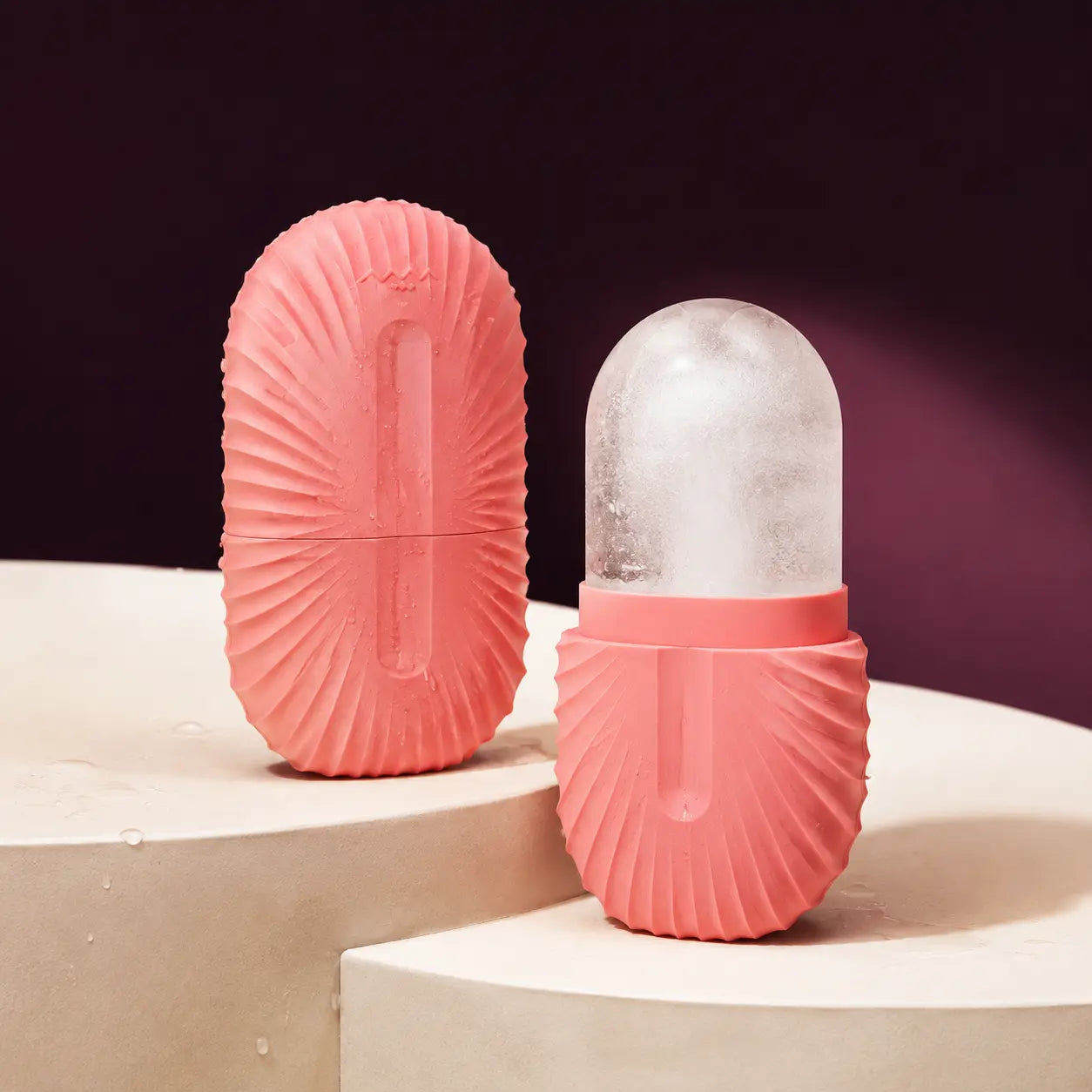 Reusable silicone ice face roller in a premium product setting