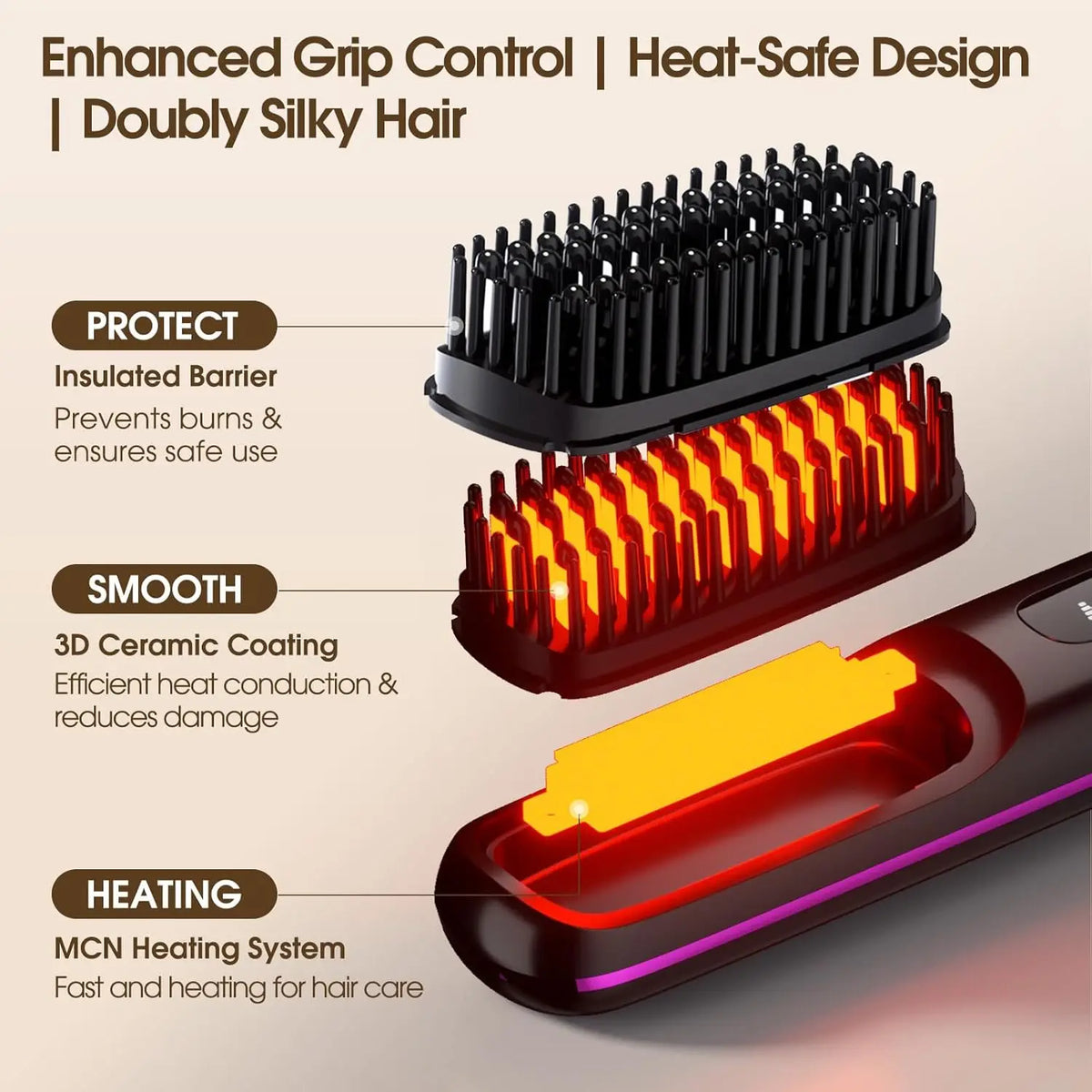 Cordless Hair Straightening Brush - Basecamp Bloom