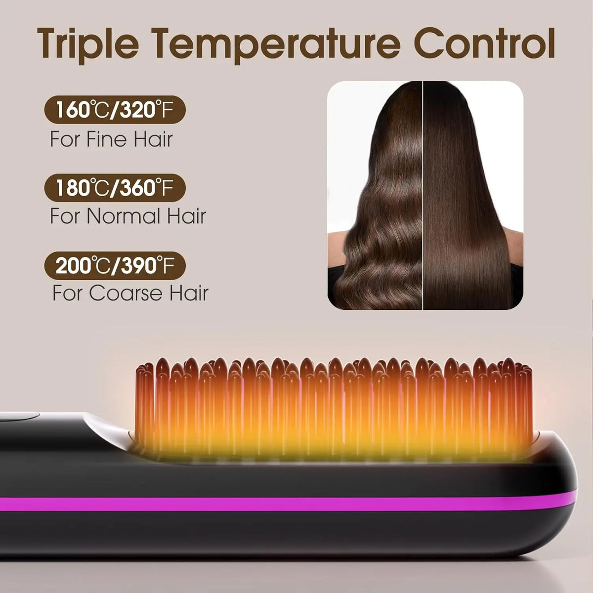 Cordless Hair Straightening Brush - Basecamp Bloom