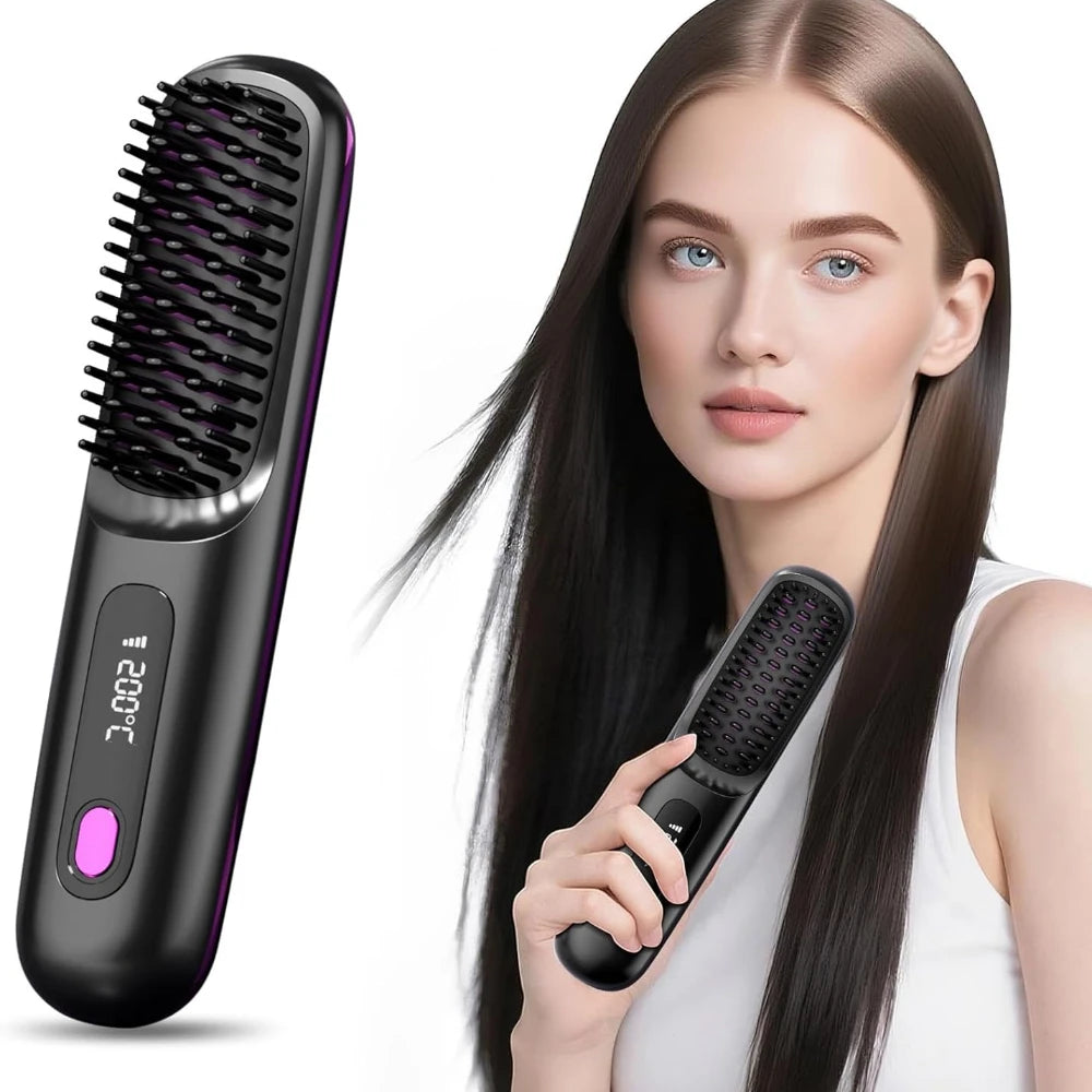Cordless Hair Straightening Brush - Basecamp Bloom